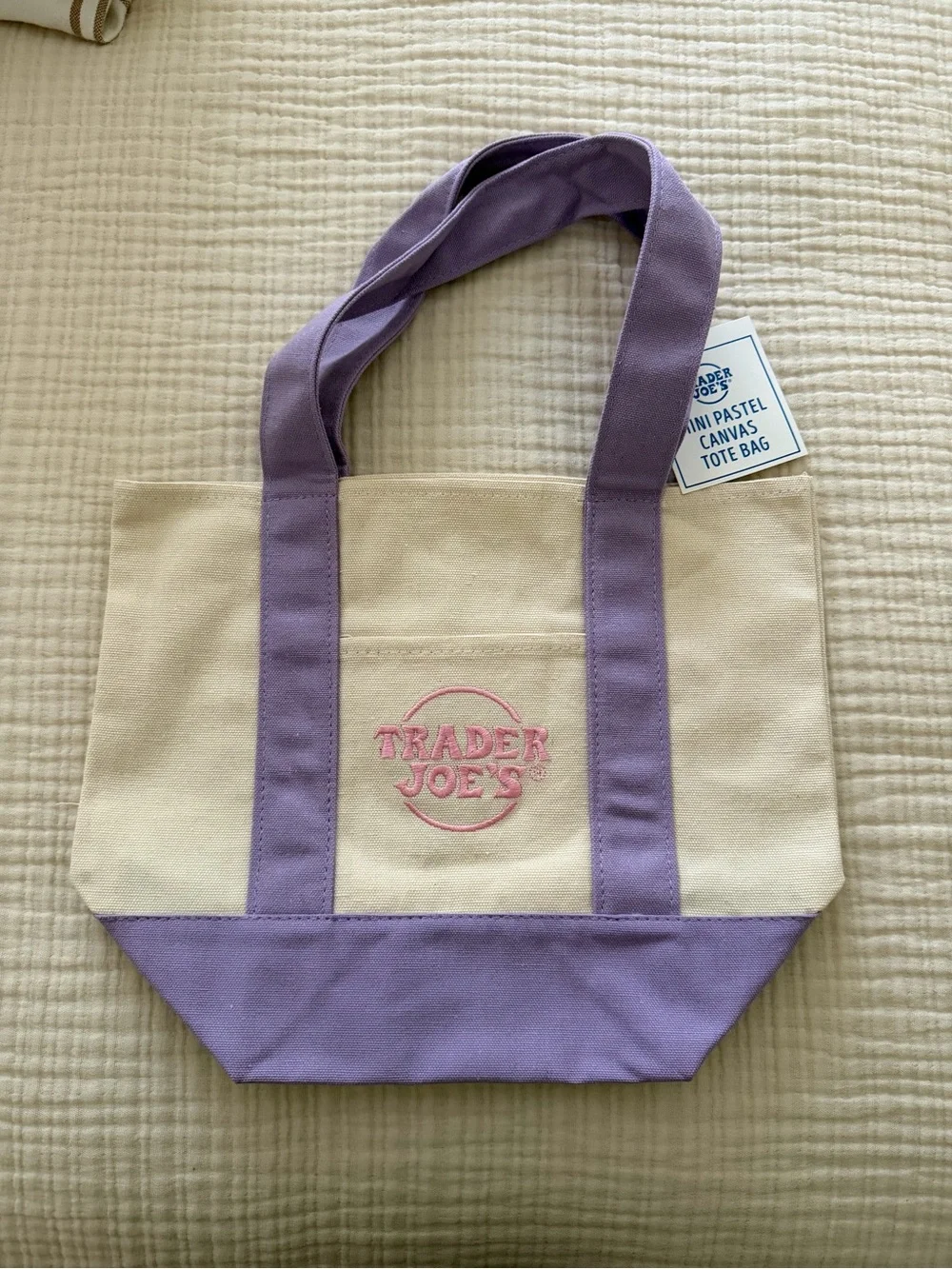 Pastel Purple Trim Canvas Mini Tote Bag